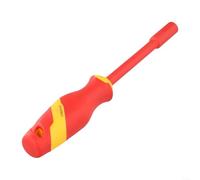VDE Chiave a bussola isolata 1000 V, strumento di sicurezza ad alta tensione per elettricisti, professionale in acciaio legato a presa esagonale con isolamento TPE, mano elettrica rossa (14 mm)