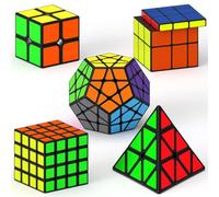 Vdealen Cubo Magico 2x2 4x4 Piramide Mirror Megaminx Magic Cube, Lisci Speed Cube Confezione da 5 per Principianti e Utenti Avanzati Cubo di Velocità, Regalo per Bambini Adolescenti Adulti