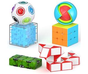 Vdealen Puzzle Rompicapo, Cubo Magico 3x3, Scatola Labirinto, Palla Puzzle, Palla della Saggezza, Giochi di Giocattoli Educativi IQ per Bambini Adolescenti Adulti (6 Pacchetto)