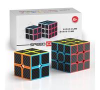 Vdealen Speed Cube Set 2x2x2 3x3x3 Magic Cube Set Puzzle Cube Toys Birthday Party Christmas Stocking Stuffers Gift for Kids Teens Adults(Carbon Fibe