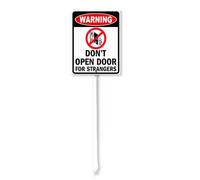 Vdenvileye Attenzione: non aprire la porta degli stranieri cartello da cortile con paletto 17,5 x 22 cm in alluminio antiruggine per decorazioni da prato per esterni, strada, strada, giardino