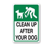 Vdenvileye Cartello "Clean Up After Your Dog", 30 x 40 cm, in alluminio robusto, antiruggine, decorazione da parete in metallo per cortile, cortile, patio, portico