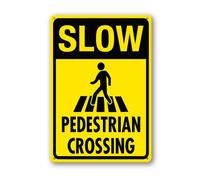 Vdenvileye Cartello con attraversamento pedonale lento, 20 x 30 cm, in alluminio robusto, antiruggine, decorazione da parete in metallo per cortile, cortile, portico, patio