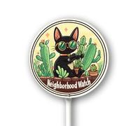 Vdenvileye Cartello con orologio di quartiere con paletto, 23 x 23 cm, in alluminio, decorazione per esterni, antiruggine, robusto, rotondo, per uso esterno, facile da installare, set da 1