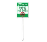 Vdenvileye Cartello con picchetto in alluminio antiruggine con scritta "Please Do Not Park On The Grass Yard Sign with Stake 20 x 30 cm Rustproof Aluminium Lawn Decorations No Parking Sign for Outdoor