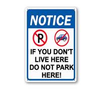 Vdenvileye Cartello con scritta "If You Do Not Live Here Don't Park Here", 20 x 30 cm, in alluminio robusto, antiruggine, decorazione da parete per cortile, cortile, portico, patio
