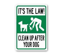 Vdenvileye Cartello con scritta in lingua inglese "It's The Law Please Clean Up After Your Dog", 30 x 40 cm, in robusto alluminio, antiruggine, decorazione da parete per cortile, cortile, patio