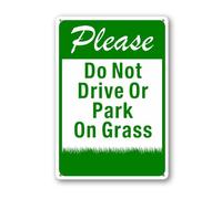 Vdenvileye Cartello con scritta in lingua inglese "Please do not drive of park on grass 20 × 30 cm robusto alluminio metallo antiruggine decorazione da parete per cortile, cortile, portico, patio