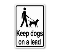Vdenvileye Cartello con scritta "Keep Dogs On A Lead", 14 x 20 cm, in alluminio robusto, antiruggine, decorazione da parete per cortile, cortile, patio, portico