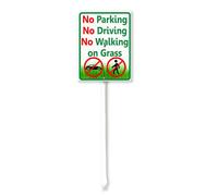 Vdenvileye Cartello con scritta "No Parking No Driving No Walking on Grass Yard Sign with Stake 11,5 x 15 cm Rustproof Aluminum Lawn Decorations Sign for Outdoor Road Street Garden Decor