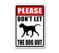 Vdenvileye Cartello con scritta "Please Don't Let the Dogs Out", 30 x 40 cm, in alluminio robusto, antiruggine, decorazione da parete in metallo per cortile, cortile, patio, portico