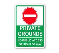 Vdenvileye Cartello con scritta "Private Grounds No Public Access or Right Of Way", 20 x 30 cm, in alluminio robusto, antiruggine, decorazione da parete per cortile, cortile, portico, patio