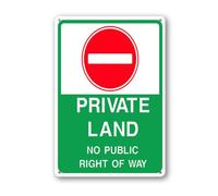 Vdenvileye Cartello con scritta "Private Land No Public Right of Way", 20 x 30 cm, in alluminio robusto, antiruggine, decorazione da parete per cortile, cortile, portico, patio