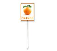 Vdenvileye Cartello da giardino con arance fresche con paletto, 20 x 30 cm, in alluminio, antiruggine, decorazione per prato, frutta agricola, per esterni, strada, giardino