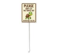 Vdenvileye Cartello da giardino con paletto, in alluminio antiruggine, per esterni, strada, strada, giardino, con scritta in lingua inglese "Please Don't Let The Turtle Out No Matter What It Tells You