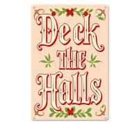 Vdenvileye Cartello decorativo natalizio vintage in alluminio per casa e cucina, decorazione da parete, Deck The Halls, 20 x 30 cm