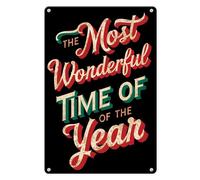 Vdenvileye Cartello decorativo natalizio vintage in alluminio per casa e cucina, decorazione da parete, The Most Wonderful Of Year, 20 x 30 cm