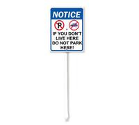 Vdenvileye Cartello in alluminio con scritta "If You Do Not Live Here Don't Park Here", 20 x 30 cm, decorazione per esterni, antiruggine, robusto, per uso esterno, facile da installare