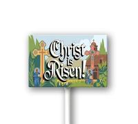 Vdenvileye Cartello pasquale decorazione per esterni Christ Is Risen Yard Sign Spring Lawn Signs Christian Holiday Party Lawn Palo per giardino 30,5 x 20,3 cm