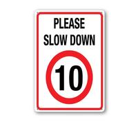 Vdenvileye Cartello riflettente in alluminio con scritta "Please Slow Down Speed Limit 10 km/h", 14 x 20 cm, resistente allo sbiadimento/impermeabile, per uso interno o esterno, facile da montare