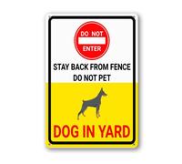 Vdenvileye Dog In Yard - Stay Back From Fence/Do Not Pet Sign 20 × 30 cm robusto cartello in alluminio antiruggine decorazione da parete per cortile, cortile, portico patio