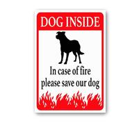 Vdenvileye Dog Inside In Case of Fire Please Save Our Dog Sign 20 × 30 cm robusto cartello in alluminio antiruggine decorazione da parete in metallo per cortile cortile patio portico
