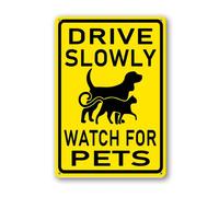 Vdenvileye Drive Slowly Watch For Pets Sign 30 × 40 cm Robusto cartello in alluminio antiruggine decorazione da parete in metallo per cortile cortile portico patio