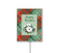 Vdenvileye Felice Anno Nuovo Cartello In Alluminio Decorazioni Esterne 11.6 x 15 In Natale Yard Prato Segni con Supporto in Metallo Decorazione di Vacanza per Chiesa Casa Negozi di Affari