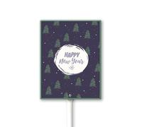 Vdenvileye Felice Anno Nuovo Cartello In Alluminio Decorazioni Esterne 11.6 x 15 In Natale Yard Prato Segni con Supporto in Metallo Decorazione di Vacanza per Chiesa Casa Negozi di Affari