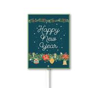 Vdenvileye Felice Anno Nuovo Cartello In Alluminio Decorazioni Esterne 20x30 In Natale Cortile Prato Segni con Supporto in Metallo Decorazione per le Vacanze per Chiesa Casa Negozi di Affari