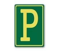 Vdenvileye Lettere in alluminio P 20 × 30 cm, lettere in metallo per parcheggio, cartello per giardino/cancello/cassetta postale in metallo, decorazione da parete per cortile, cortile, patio, portico