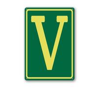 Vdenvileye Lettere in alluminio V 20 × 30 cm, lettere in metallo per parcheggio, cartello per giardino/cancello/cassetta postale in metallo, decorazione da parete per cortile, cortile, patio, portico