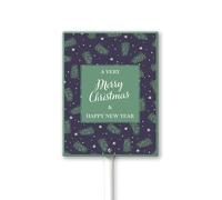 Vdenvileye Natale e felice anno nuovo cartello in alluminio decorazioni per esterni 20,3 x 30,5 cm in cortile di Natale segni prato con supporto in metallo decorazione per le vacanze per chiesa casa