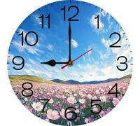 Vdenvileye Orologi da parete in legno Un campo di petali Dewkissed Orologio retrò vintage rotondo orologio decorativo per la casa paese senza ticchettio silenzioso silenzioso 25,4 cm