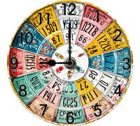 Vdenvileye Orologio da parete colorato con cuciture per targa per soggiorno, decorazione da 25,4 cm, da appendere, rotondo, silenzioso, senza ticchettio, funzionamento a batteria, facile da leggere