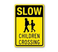 Vdenvileye Segnale di attraversamento dei bambini lento 20 × 30 cm robusto alluminio segni in metallo antiruggine decorazione da parete in metallo per cortile cortile portico patio