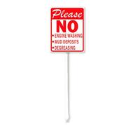 Vdenvileye Segnale di avvertimento con picchetto "Please No Engine Washing/Mud Deposits/Degreasing Yard Sign with Stake 11,5 x 15 cm Rustproof Aluminum Lawn Decorations Warning Sign for Outdoor Road