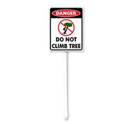 Vdenvileye Segnale di pericolo Do Not Climb Tree Yard con paletto 17,5 x 22 cm in alluminio antiruggine decorazioni per prato cartello di pericolo per esterni strada strada giardino