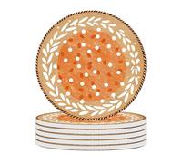 Vdenvileye Set di 6 sottobicchieri colorati a pois con supporto, sottobicchieri assorbenti in ceramica con retro in sughero per protezione del tavolo, decorazione per tavolino da caffè, 10 cm