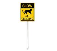 Vdenvileye Slow Cat Crossing Yard Sign con paletto 20 x 30 cm in alluminio antiruggine decorazioni prato guida lenta cartello per esterni strada strada giardino