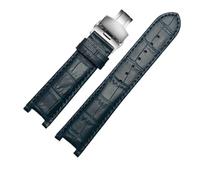 VDFNGFD Cinturino in pelle compatibile con GC Wristband 22 * 13mm 20 * 11mm Cinturino dentellato con fibbia a farfalla in acciaio inossidabile(Blue silver,20-11mm)