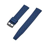 VDFNGFD Compatibile con cinturino for orologio in gomma FKM Grade Tropic da 18 mm, 20 mm, 22 mm e 24 mm, compatibile con S-eiko SRP777J1, nero(FKM-Blue BK,18mm)