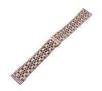 VDFNGFD Compatibile con cinturino in acciaio inossidabile a sette perline doppia fibbia, solido, accessori for maglie a catena for orologio unisex, 12-22 mm(Rose Gold,12mm)