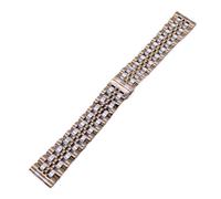 VDFNGFD Compatibile con cinturino in acciaio inossidabile a sette perline doppia fibbia, solido, accessori for maglie a catena for orologio unisex, 12-22 mm(Silver Rose Gold,22mm)