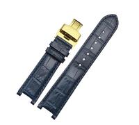 VDFNGFD Compatibile con cinturino in pelle 20 * 11mm 20 * 12mm 22 * 13mm Compatibile con cinturino for orologio GC Guess Car-tier PASHA W3108/HPI004 con fibbia a farfalla(Blue Blue-gold,16mm-6.5mm)