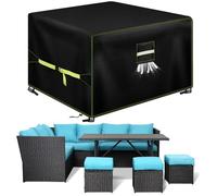 VDISRR Copertura Tavolo Esterno Iimpermeabile, 600D Resistente Oxford Telo Esterno Tavoli 150x150x75cm, Copridivano Protettive per Mobili da Giardino con Prese d'Aria, Antivento, Antipolvere, Anti-UV