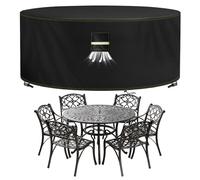 VDISRR Copertura Tavolo Esterno Impermeabile φ130x71cm, 420D Resistente Tessuto Oxford Copertura Per Mobili da Giardino con Sfiato d'Aria Telo Esterno Antivento, Anti-UV, Antipolvere