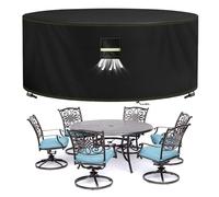 VDISRR Copertura Tavolo Esterno Impermeabile φ190x74cm, 420D Resistente Tessuto Oxford Copertura Per Mobili da Giardino con Sfiato d'Aria Telo Esterno Antivento, Anti-UV, Antipolvere
