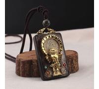 VDLLQYN, 30 Disegni in Stile Etnico Fatti a Mano Thangka in Legno di Sandalo Nero con Ciondolo a Forma di Dio Elefante Bagua, Collana Toem in Stile Esotico, Collana con Ciondolo Thangka(22)