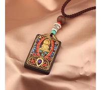 VDLLQYN, 30 Disegni in Stile Etnico Fatti a Mano Thangka in Legno di Sandalo Nero con Ciondolo a Forma di Dio Elefante Bagua, Collana Toem in Stile Esotico, Collana con Ciondolo Thangka(8)